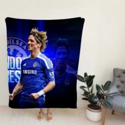 Fernando Torres Energetic Soccer Player Fleece Blanket