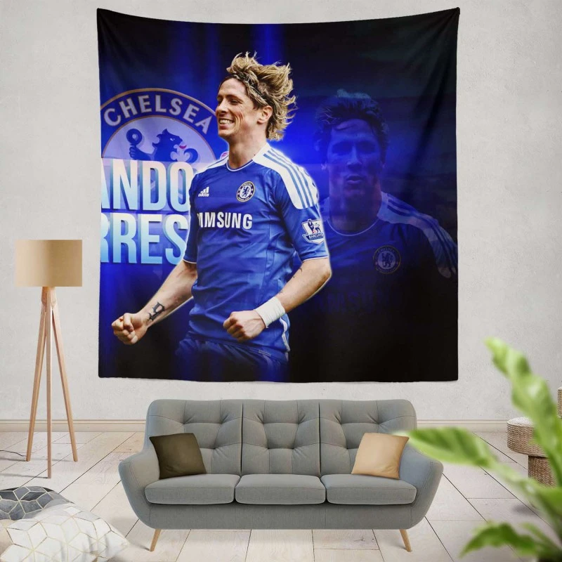 Fernando Torres Energetic Soccer Player Tapestry