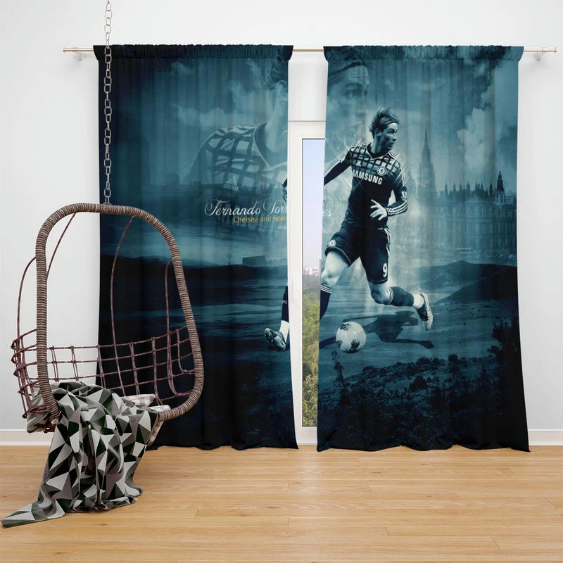 Fernando Torres Premier League Soccer Player Window Curtain