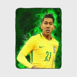 Focused Football Player Roberto Firmino Fleece Blanket 1