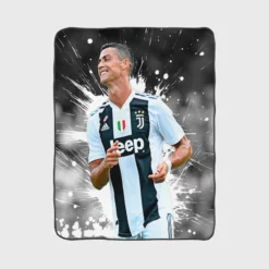 Focused Juve Football Player Cristiano Ronaldo Fleece Blanket 1