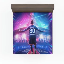 Focused PSG Football Player Lionel Messi Fitted Sheet