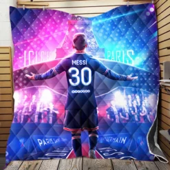 Focused PSG Football Player Lionel Messi Quilt Blanket