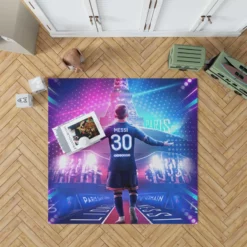 Focused PSG Football Player Lionel Messi Rug