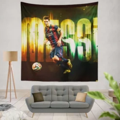 Football Player Barcelona Lionel Messi Tapestry