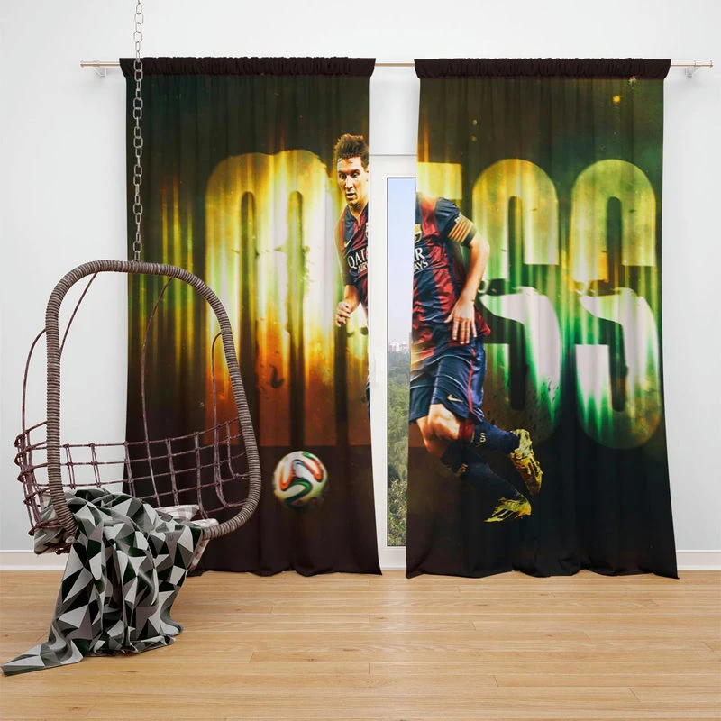 Football Player Barcelona Lionel Messi Window Curtain