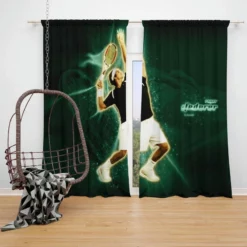 French Open Tennis Player Roger Federer Window Curtain