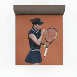 French Open Tennis Player Simona Halep Fitted Sheet