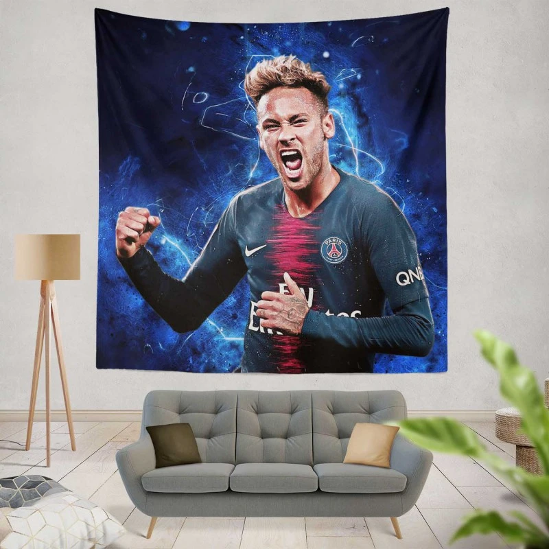 French Super Cup Soccer Player Neymar Tapestry