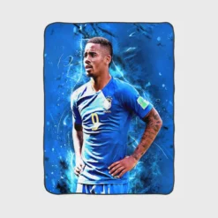 Gabriel Jesus Awarded Brazilian Football Player Fleece Blanket 1