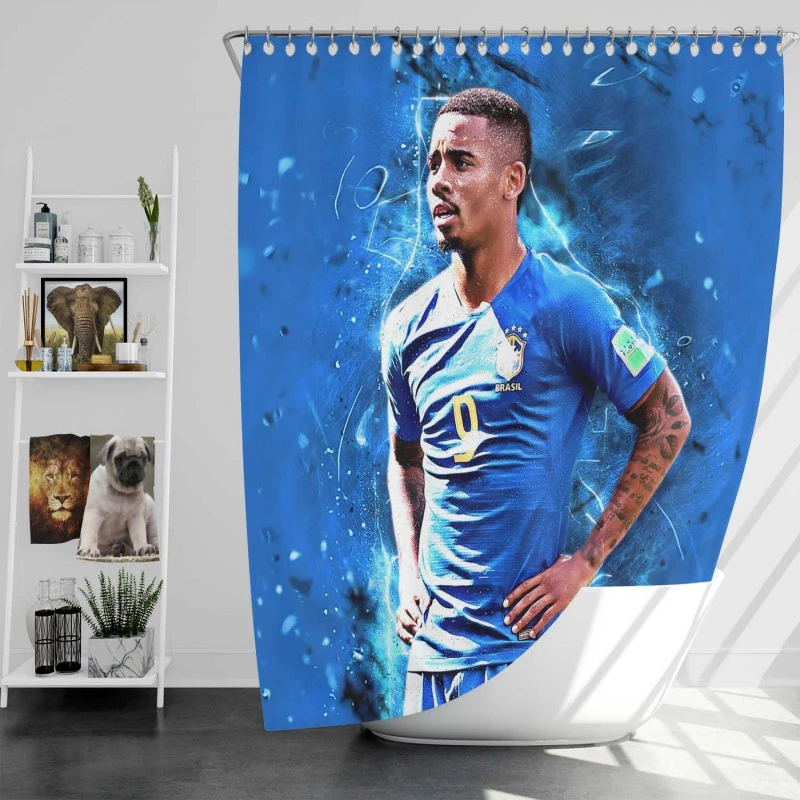 Gabriel Jesus Awarded Brazilian Football Player Shower Curtain