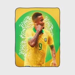 Gabriel Jesus Brazilian Professional Football Player Fleece Blanket 1