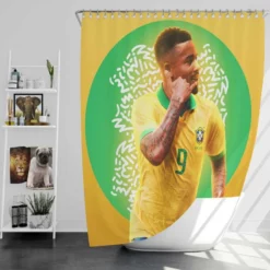 Gabriel Jesus Brazilian Professional Football Player Shower Curtain