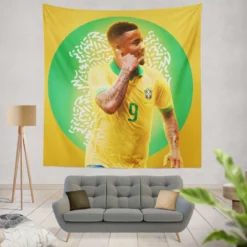 Gabriel Jesus Brazilian Professional Football Player Tapestry