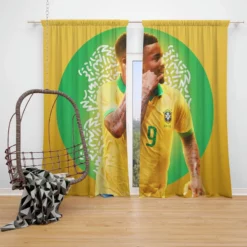 Gabriel Jesus Brazilian Professional Football Player Window Curtain