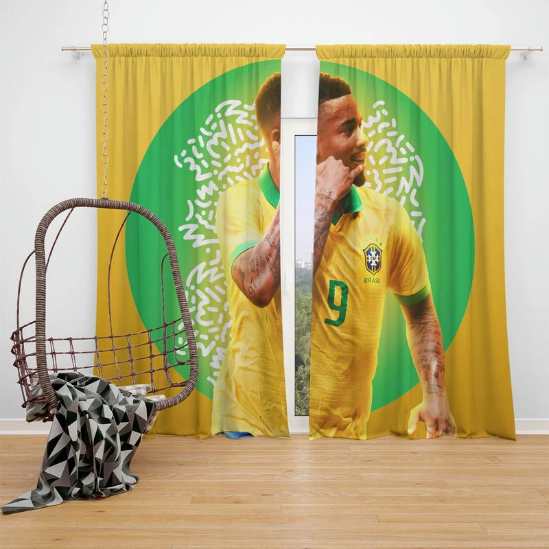 Gabriel Jesus Brazilian Professional Football Player Window Curtain