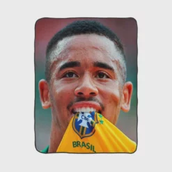 Gabriel Jesus Brazilian Top Ranked Football Player Fleece Blanket 1