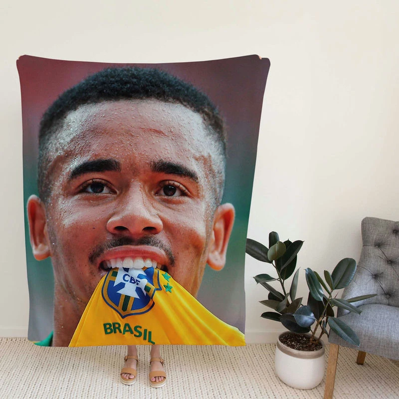 Gabriel Jesus Brazilian Top Ranked Football Player Fleece Blanket