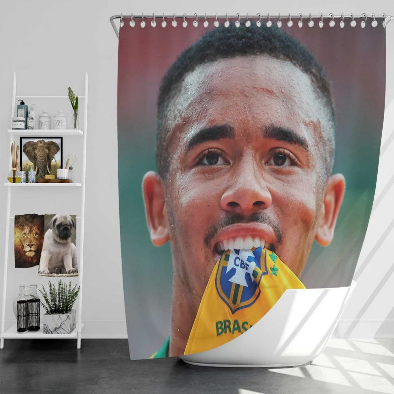 Gabriel Jesus Brazilian Top Ranked Football Player Shower Curtain