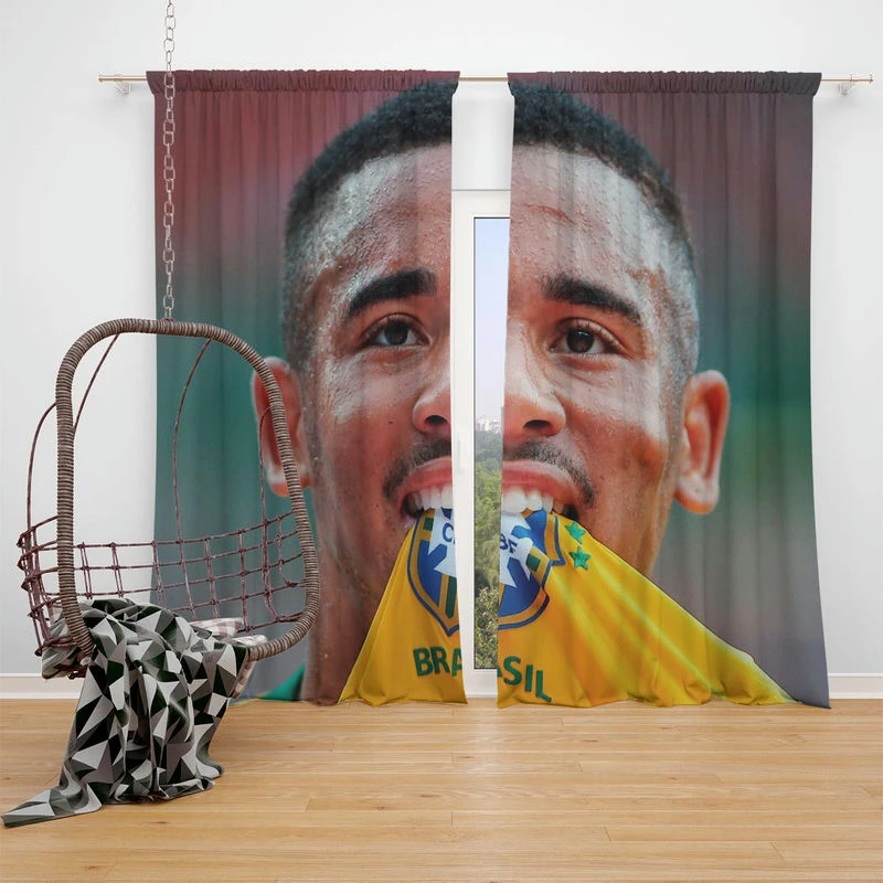 Gabriel Jesus Brazilian Top Ranked Football Player Window Curtain