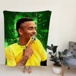 Gabriel Jesus Exciting Brazilian Forward Player Fleece Blanket