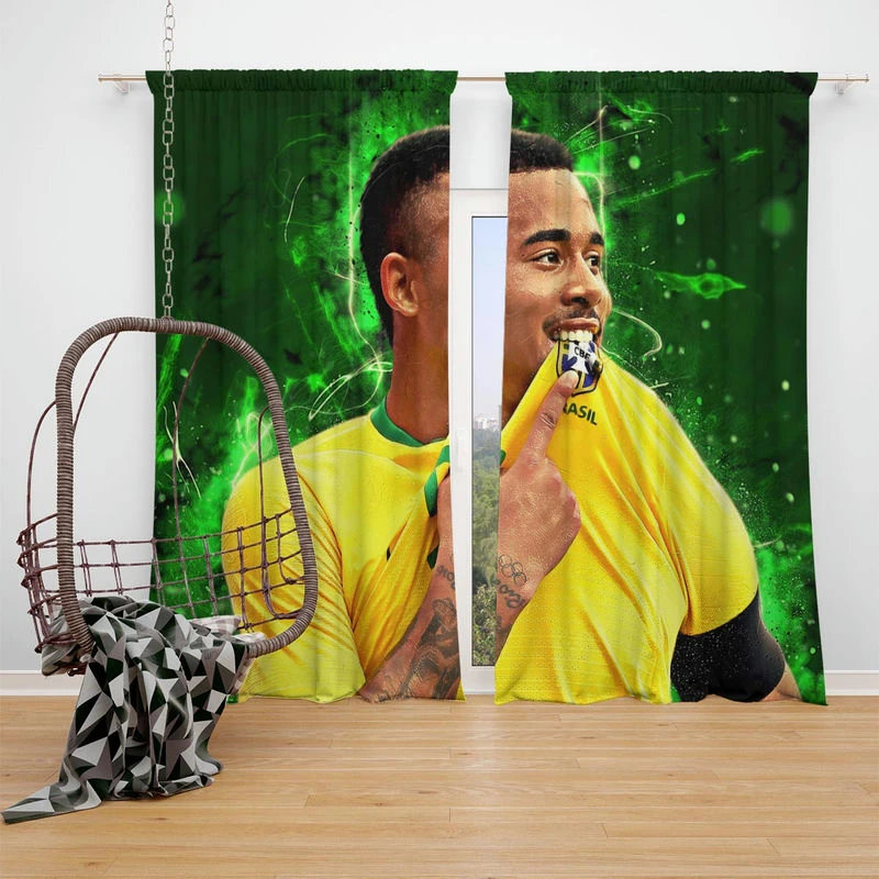 Gabriel Jesus Exciting Brazilian Forward Player Window Curtain