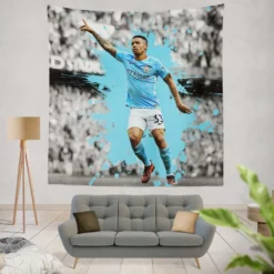 Gabriel Jesus FA Cup Football Player Tapestry