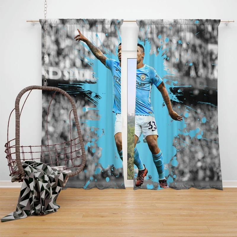 Gabriel Jesus FA Cup Football Player Window Curtain