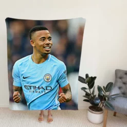 Gabriel Jesus Famous Manchester City Football Player Fleece Blanket