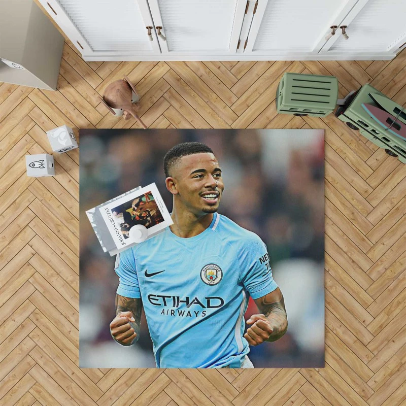 Gabriel Jesus Famous Manchester City Football Player Rug