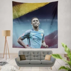Gabriel Jesus Manchester City Football Player Tapestry