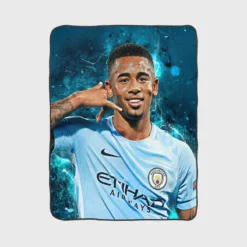 Gabriel Jesus Olympic gold medalist Football Player Fleece Blanket 1