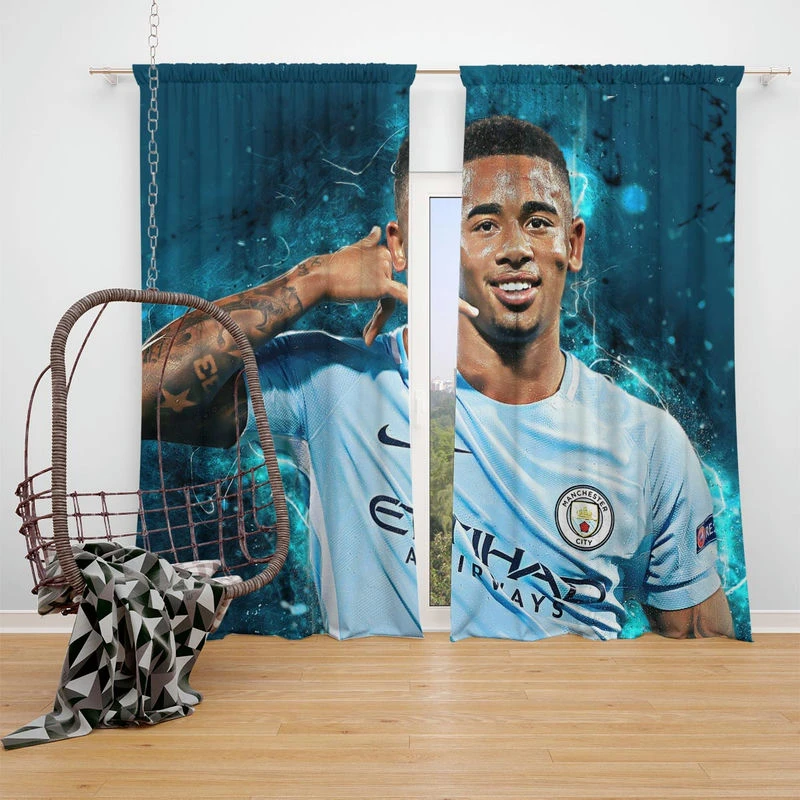 Gabriel Jesus Olympic gold medalist Football Player Window Curtain