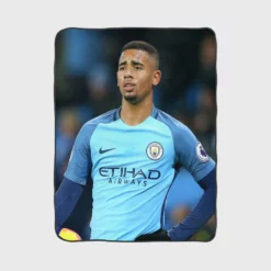 Gabriel Jesus Popular Manchester City Football Player Fleece Blanket 1