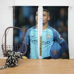 Gabriel Jesus Popular Manchester City Football Player Window Curtain