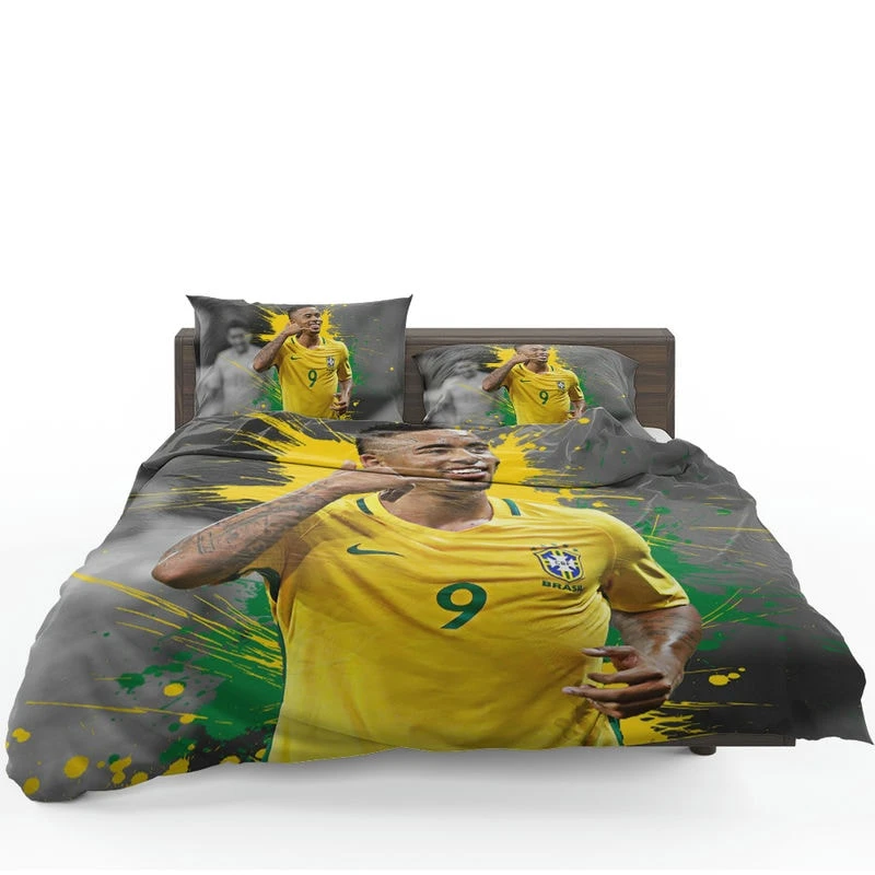 Gabriel Jesus Powerfull Brazilian Football Player Bedding Set