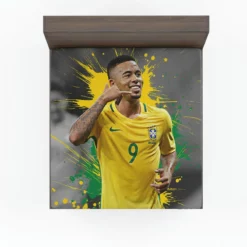 Gabriel Jesus Powerfull Brazilian Football Player Fitted Sheet