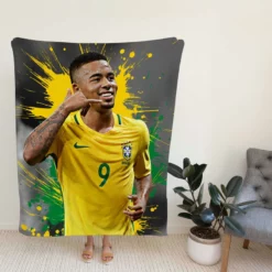 Gabriel Jesus Powerfull Brazilian Football Player Fleece Blanket