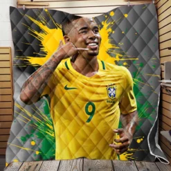 Gabriel Jesus Powerfull Brazilian Football Player Quilt Blanket