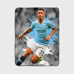 Gabriel Jesus Premier League Football Player Fleece Blanket 1