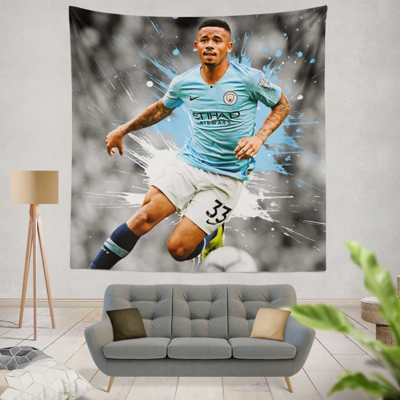 Gabriel Jesus Premier League Football Player Tapestry