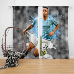 Gabriel Jesus Premier League Football Player Window Curtain