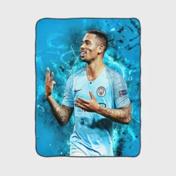 Gabriel Jesus Strong Man United Football Player Fleece Blanket 1