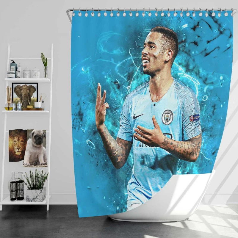 Gabriel Jesus Strong Man United Football Player Shower Curtain