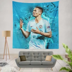 Gabriel Jesus Strong Man United Football Player Tapestry