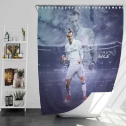Gareth Bale Energetic Football Player Shower Curtain