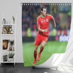 Gareth Bale in Welsh Red Jercey Shower Curtain