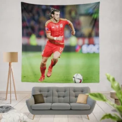 Gareth Bale in Welsh Red Jercey Tapestry