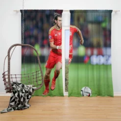 Gareth Bale in Welsh Red Jercey Window Curtain