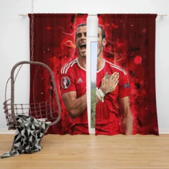 Gareth Frank Bale  Wales Soccer Player Window Curtain